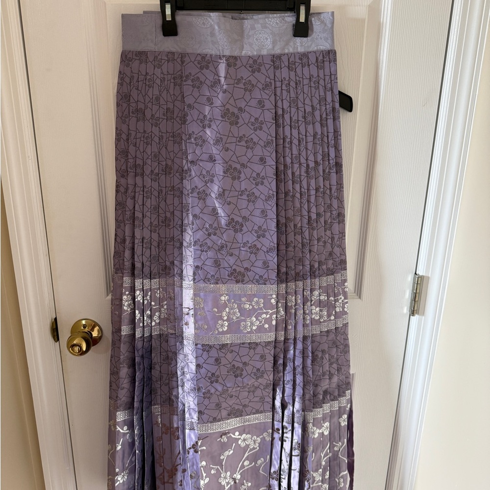 Elegant Purple Floral Pleated Hanfu Skirt
